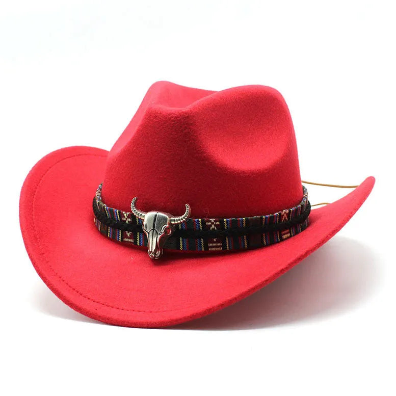 Western cowboy hat with bell crown design in wool-blend polyester fabric showing multiple colour options