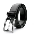 Men's genuine leather casual belt with wild grain texture and alloy buckle in brown, black, or yellow brown.