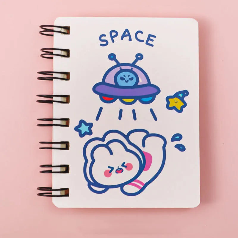 Astronaut series pocket flipper notebook showing one of four cover design options: Astronaut Bear, Planet Teddy, Space Cat, or UFO.