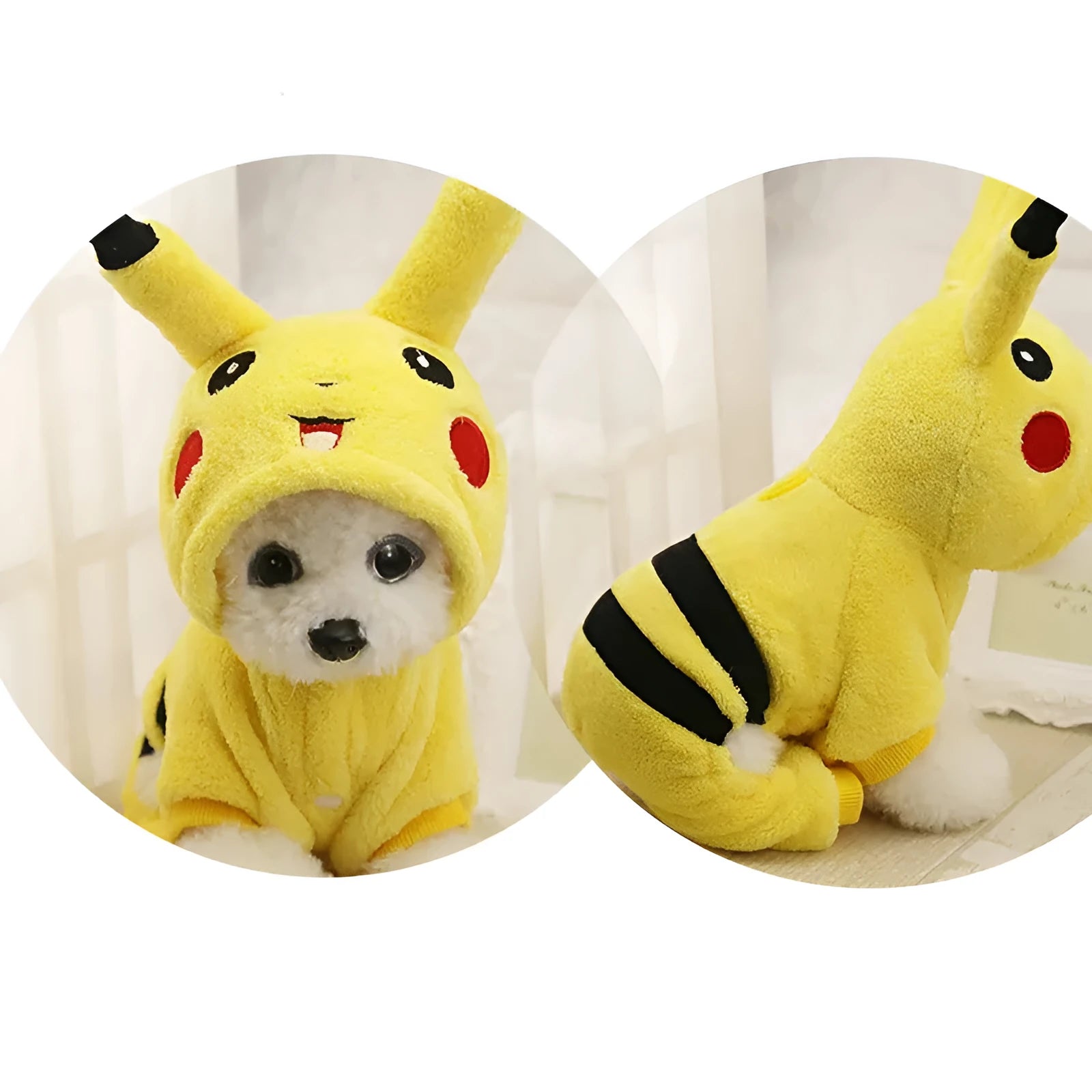 Fleece hooded pet coat for dogs and cats in cartoon design, available in six sizes