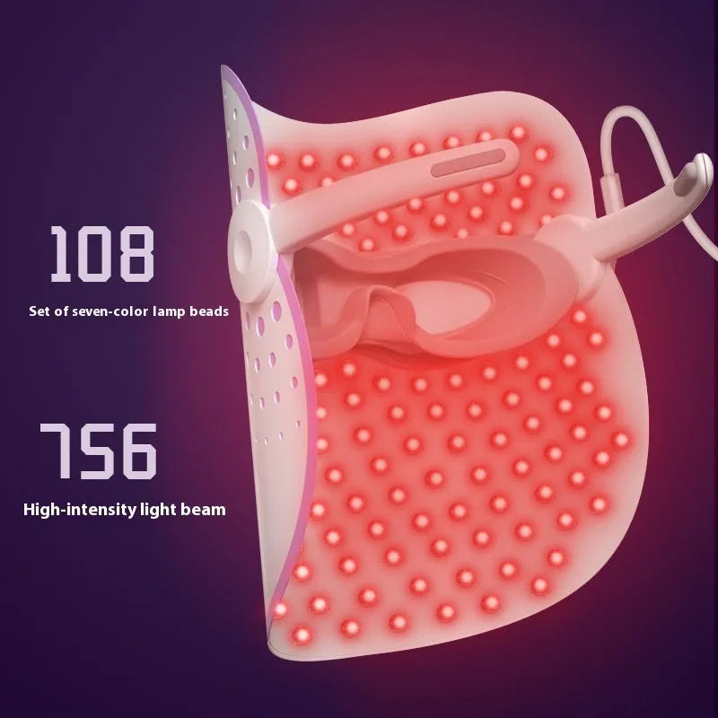 White and purple photon IPL beauty mask device for facial light therapy treatment.