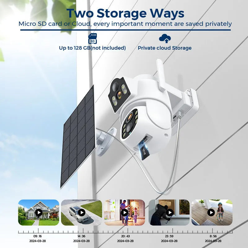 Outdoor solar wireless wifi security camera with solar panel in black colour option