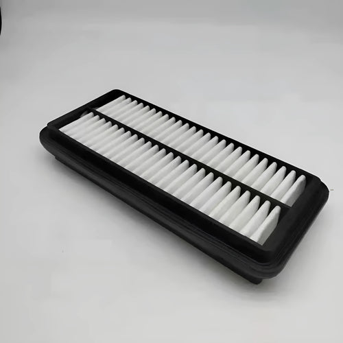 Black rectangular car air filter for Hyundai vehicles measuring 256mm by 113mm by 40mm