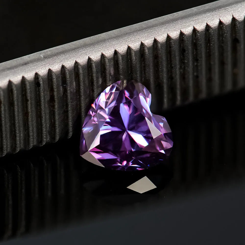 Heart-shaped lemon cut moissanite stone in six colours for jewellery making