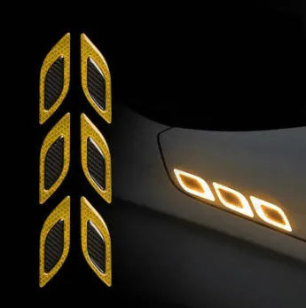 Blue resin reflective warning strips for car bumper edges, 17mm wide.