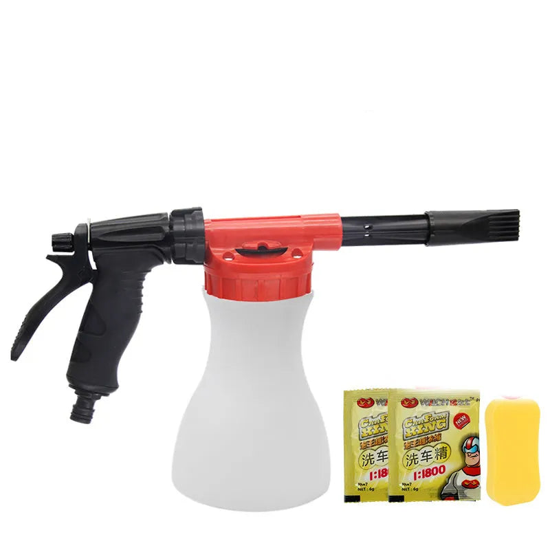 High pressure water gun with foam pot attachment for garden spraying