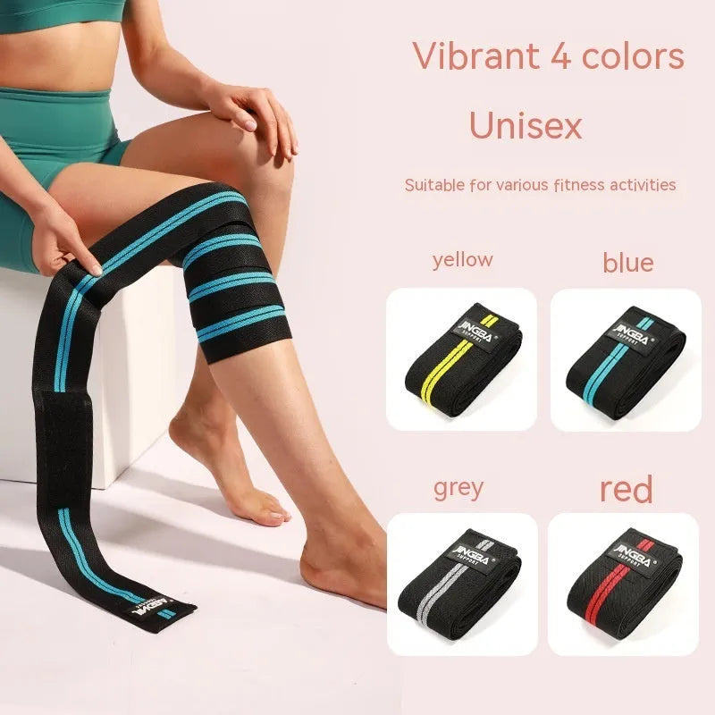 Adjustable adult knee pads in blue, red, yellow or grey for weightlifting and multiple sports