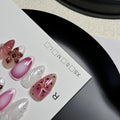 Set of hand-painted 3D carved nail beauty patches in embossed cute patterns.