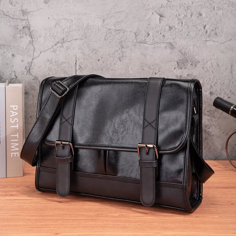 Black Korean style commuter backpack with anti-theft function and sewing thread detailing