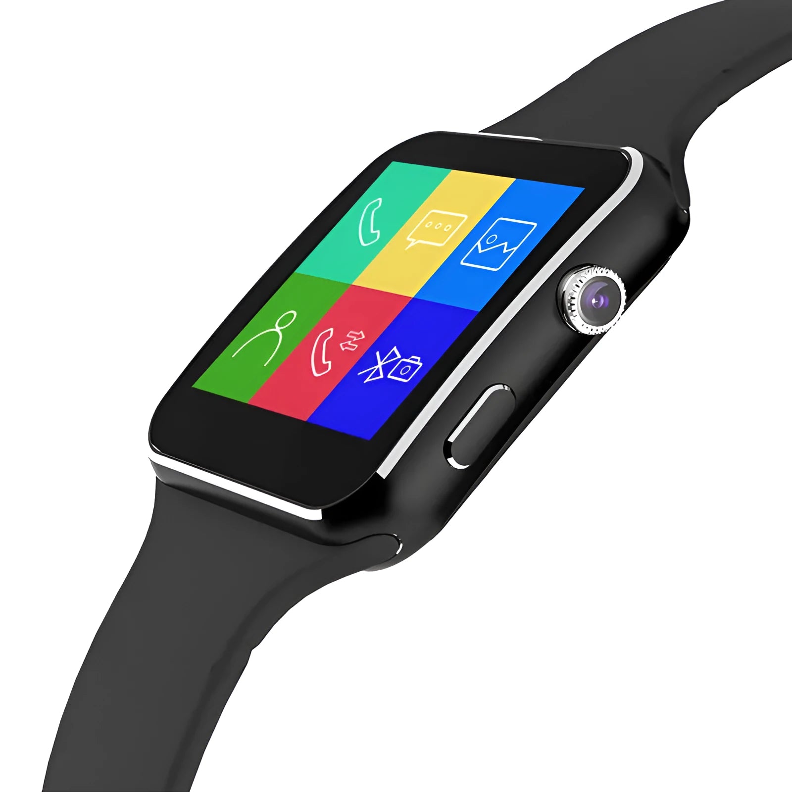 Smart watch with 1.54-inch touchscreen and silicone strap on a wrist