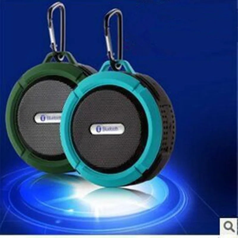 C6 waterproof portable Bluetooth speaker in black blue green red or yellow with mountaineering buckle