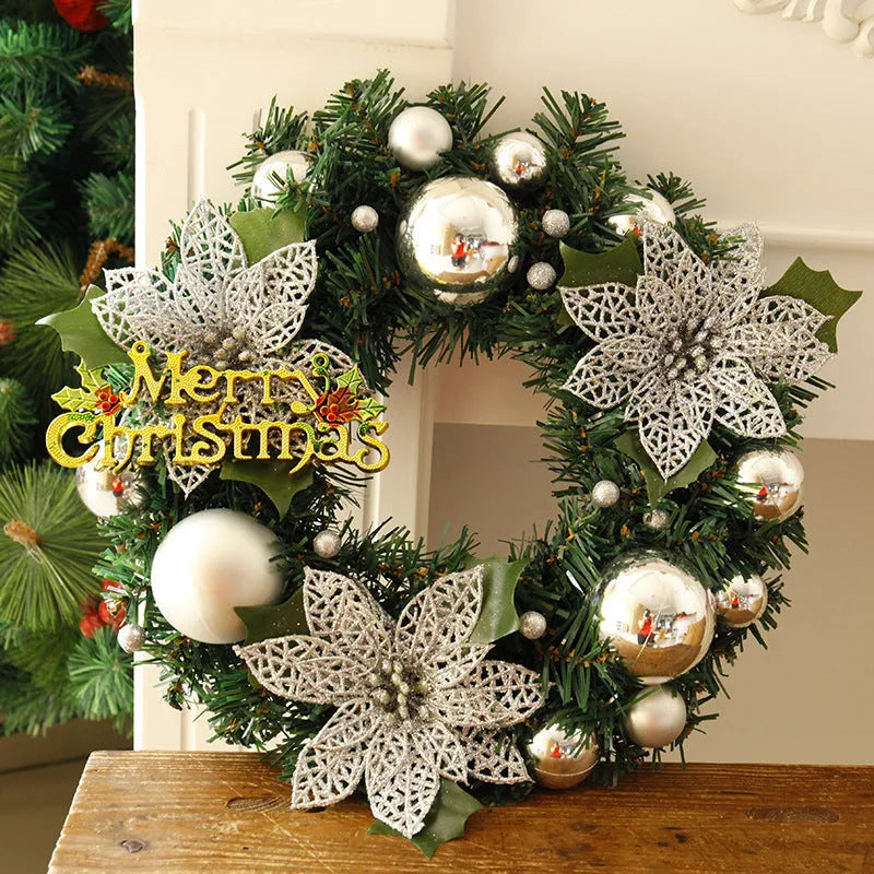 30cm plastic Christmas wreath in multiple colours including red gold blue pink purple silver