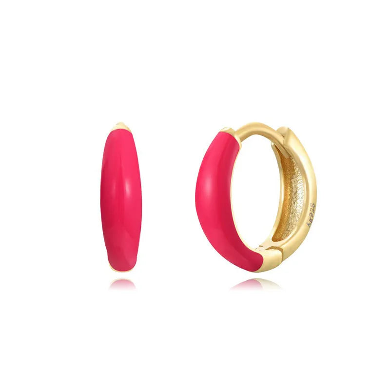 Curved U-shaped oval earrings with a glossy epoxy finish in a choice of seven colours.