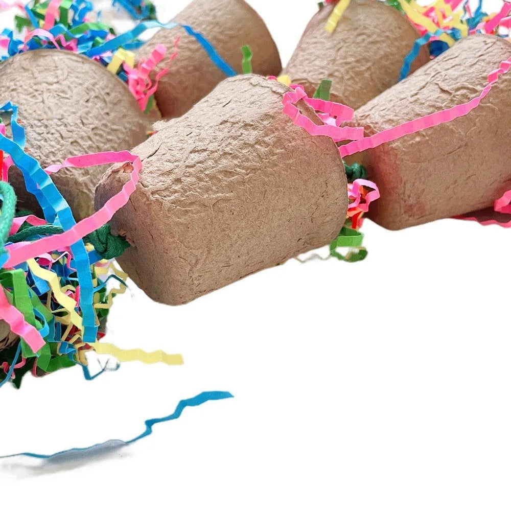 Parrot paper cup palm weaving gnawing toy hanging at 38cm length with wood-coloured weaving texture