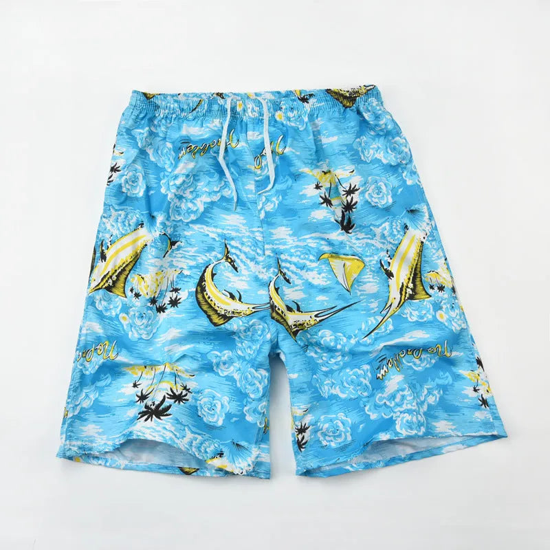 Men's floral print swimming trunks in multiple colour patterns with five-point design