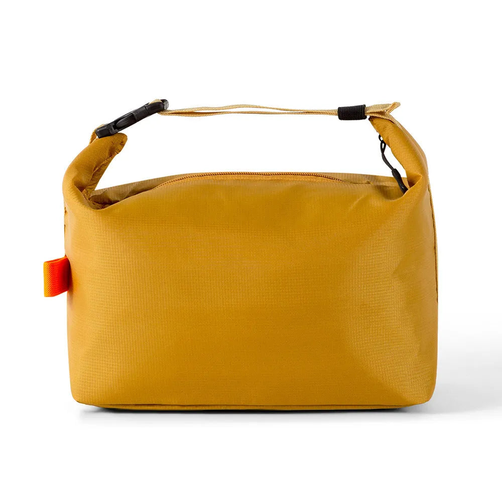 Japanese-style insulated lunch bag in Oxford cloth, shown in Army Green colour with a wide opening.