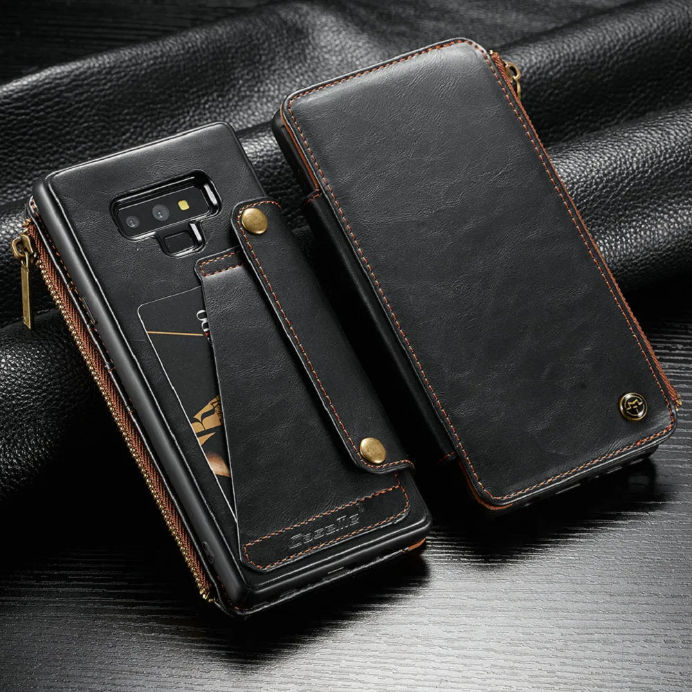 PU leather flip case for SAMSUNG Note9 mobile phone in black, brown, and red colour options