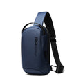 Men's black business shoulder bag with USB charging port and Oxford cloth construction