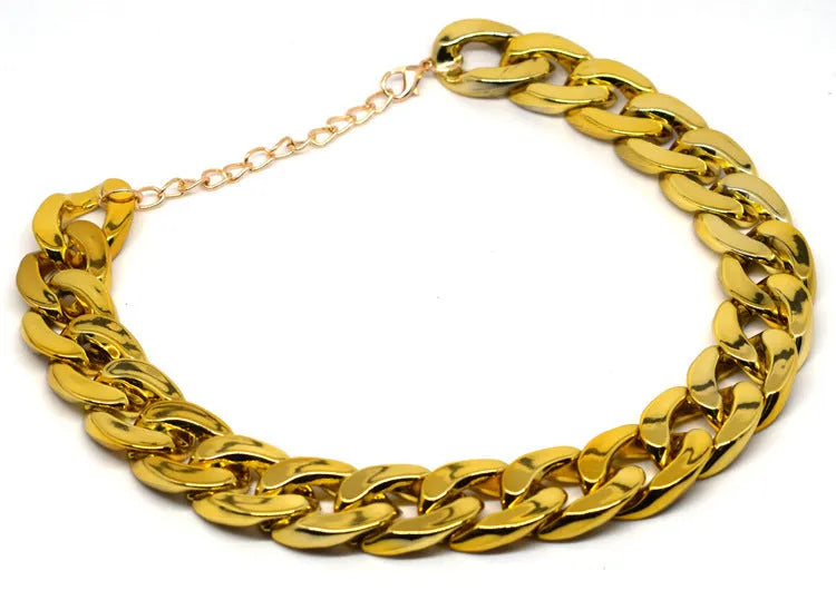 Gold colour chain-style dog collar necklace ornament with geometric design for small to medium dogs