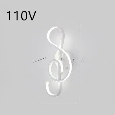 Minimalist Nordic-style LED wall lamp mounted on a wall, shown in a black finish with a soft glow.