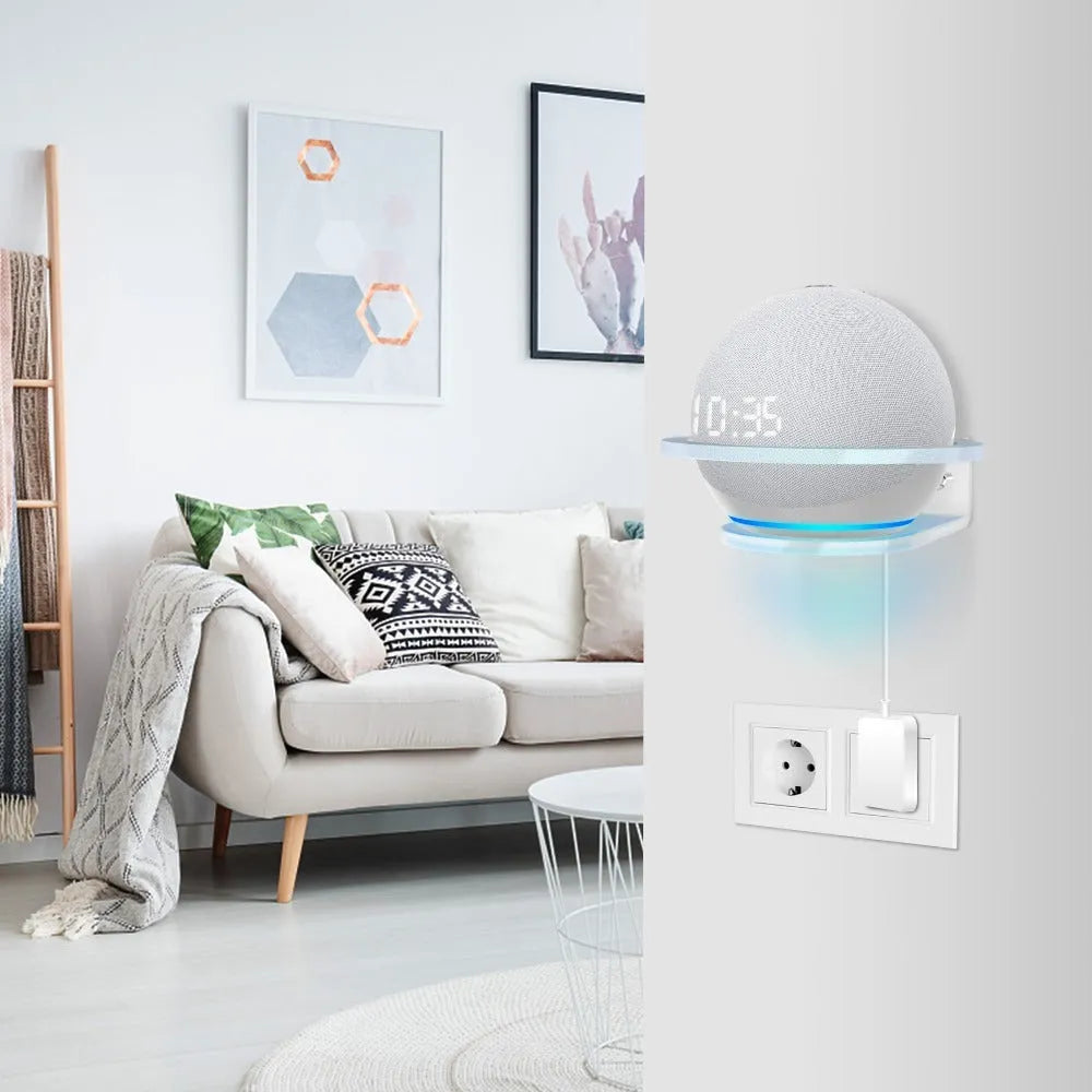 White plastic wall mounting bracket for Amazon Echo DOT 4 speaker