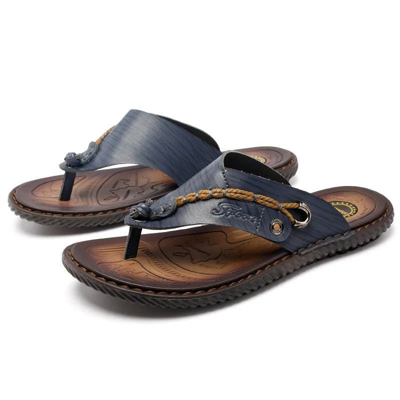 Plus size herringbone patterned outdoor slippers in dark blue or khaki with rubber sole