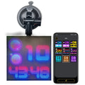Bluetooth wireless LED car display screen with aluminium frame showing RGB graphics