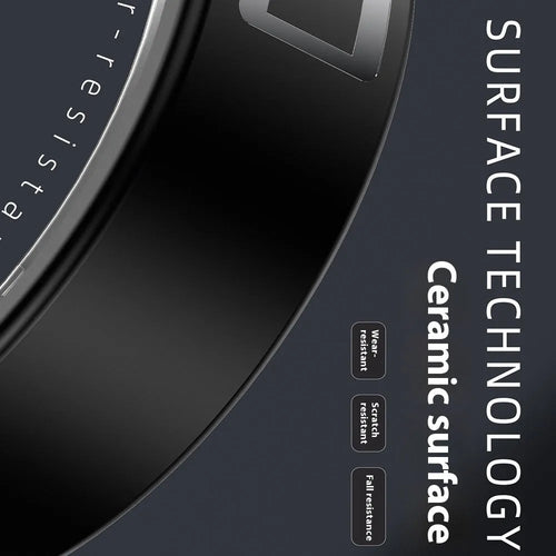 Black ceramic smart ring for health monitoring on a finger