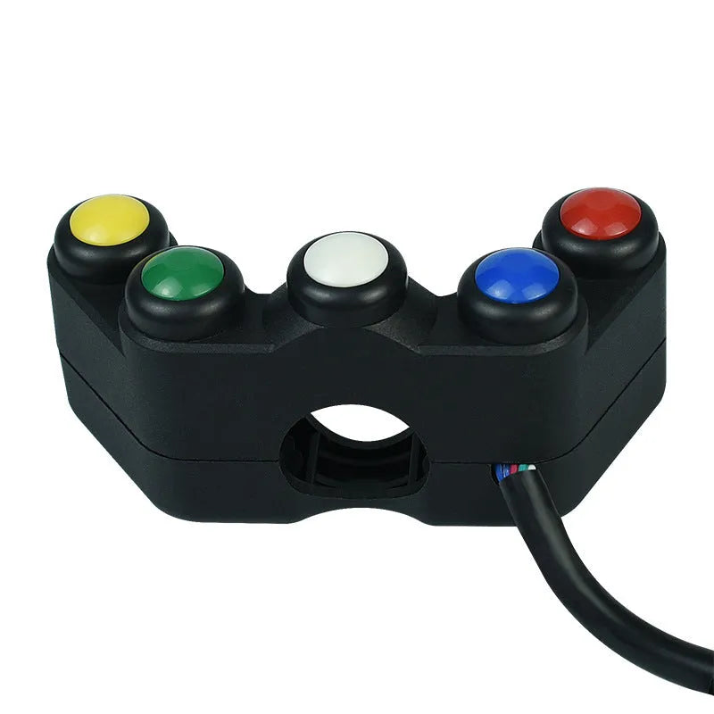 Five-colour rotary automotive switch with key lock for motorcycle and car accessory control.