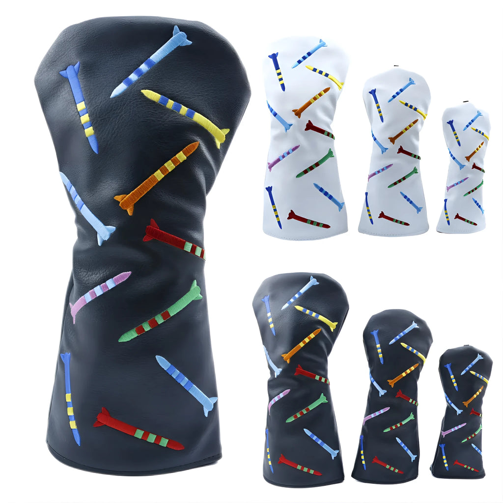 Golf training pole set showing large, medium, and small PU poles in black or white colours