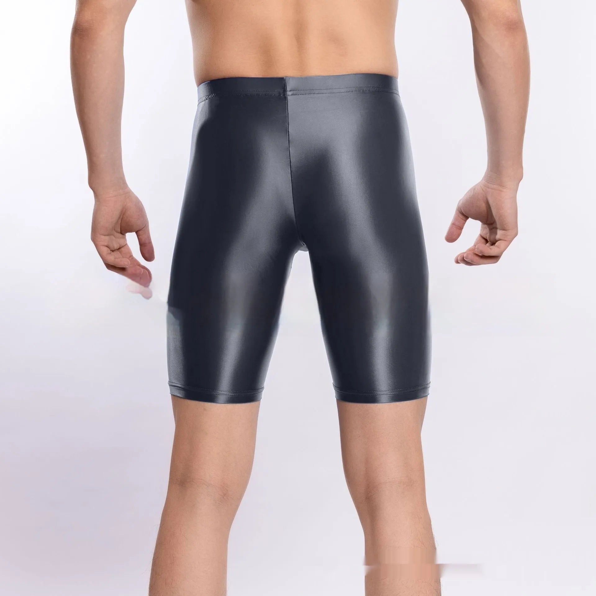 Men's plus size shiny silky sports shorts in multiple colours on size chart