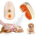 Yellow 4-in-1 cat steam brush with water tank, silicone bristles, and UV detection lamp.