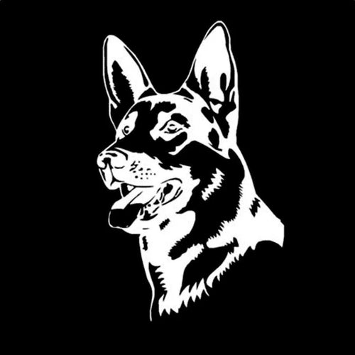 Reflective German shepherd hunting dog car bumper sticker 13cm by 8cm