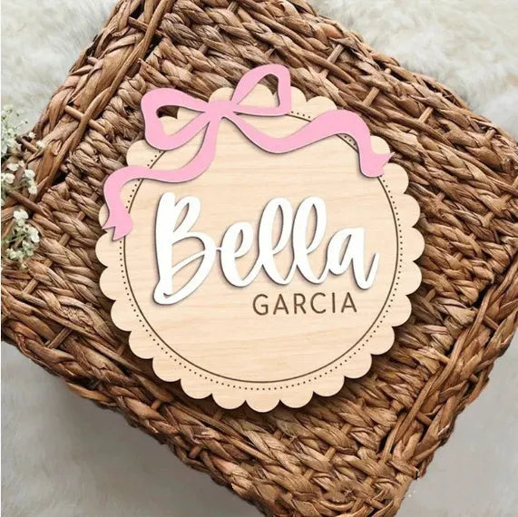 Customised wooden square ornament with personalised name for baby room decoration