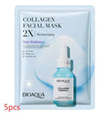 Single white collagen and hyaluronic acid facial sheet mask, 30g gel treatment.