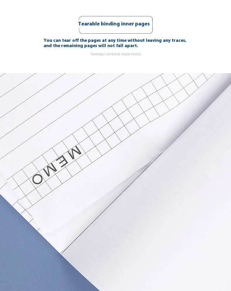 A4 tearable notebook with grid pattern for meeting minutes on ivory white paper