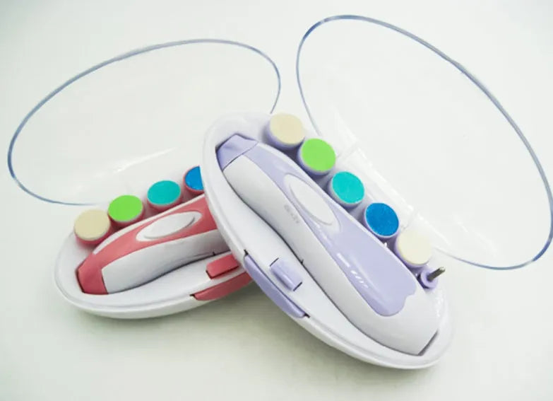 Ultra-quiet electric baby nail polisher pen in pink colour with filing head and night light