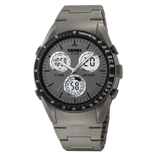 Casual electronic watch with digital display on a TPU strap, shown in camouflage colour option
