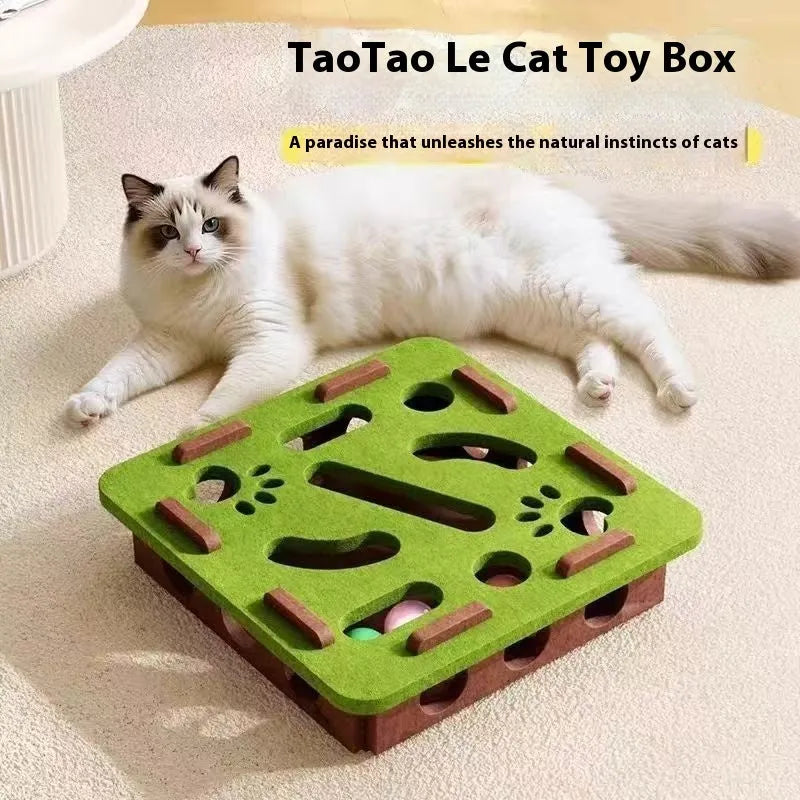 Square felt cat scratching board with holes for self-grooming in three colour options