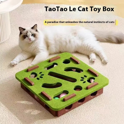 Square felt cat scratching board with holes for self-grooming in three colour options