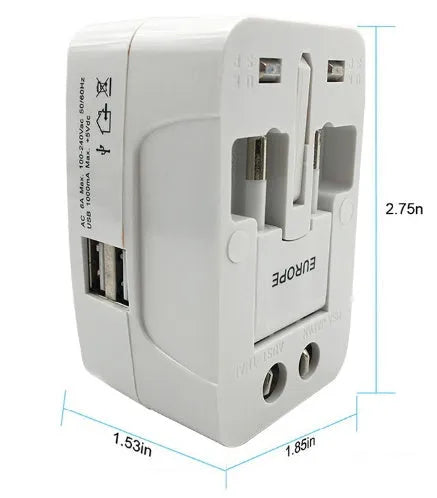 Universal travel plug adapter converter for international mobile phone charging 73x50x39mm