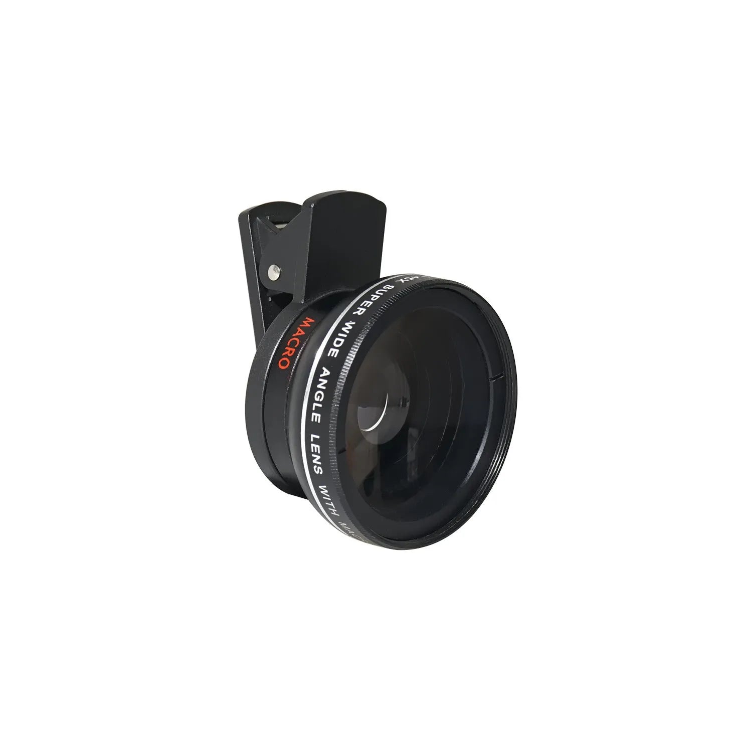 LIEQI 0.45X wide-angle and macro camera lens for mobile phones in silver metal finish