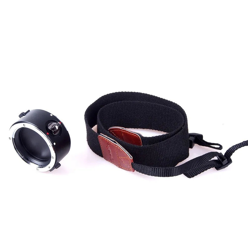 Aluminium camera lens flipper with cotton shoulder strap for quick lens exchange