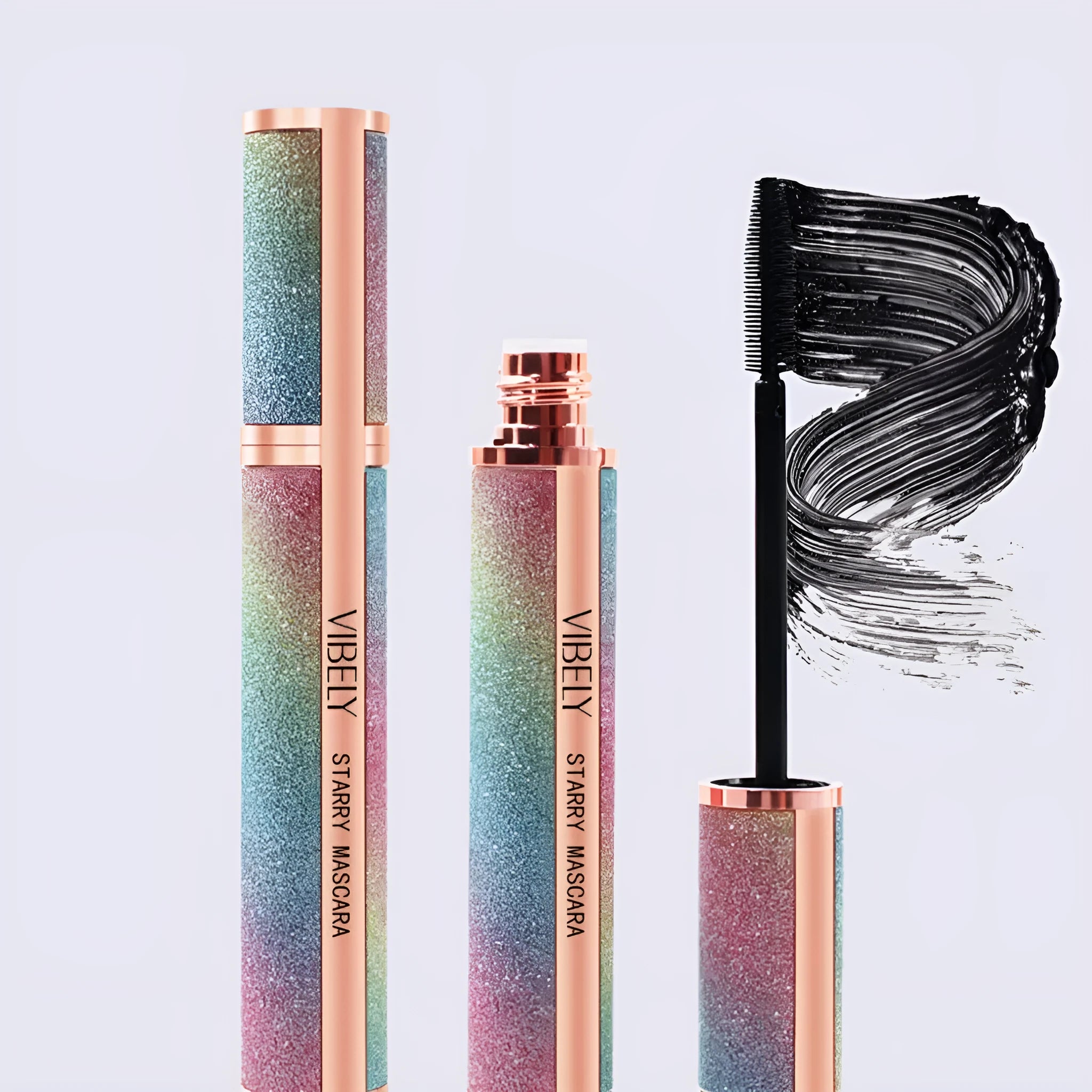 Black waterproof mascara with 4D curling effect for thick long lashes