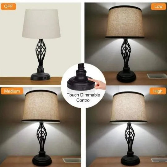 Modern alloy bedside lamp with touch controls and USB charging port