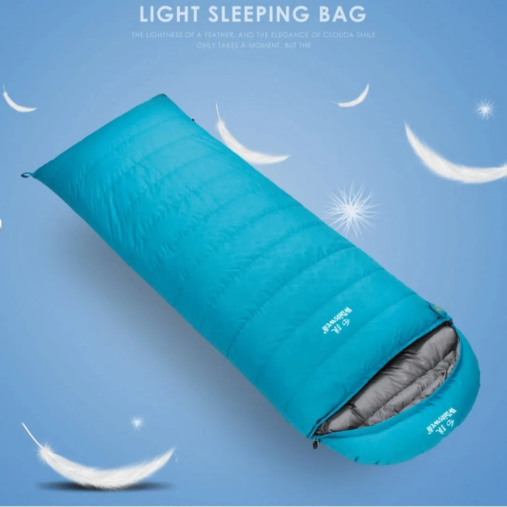 Black outdoor sleeping bag with envelope structure and multiple weight options for adult camping