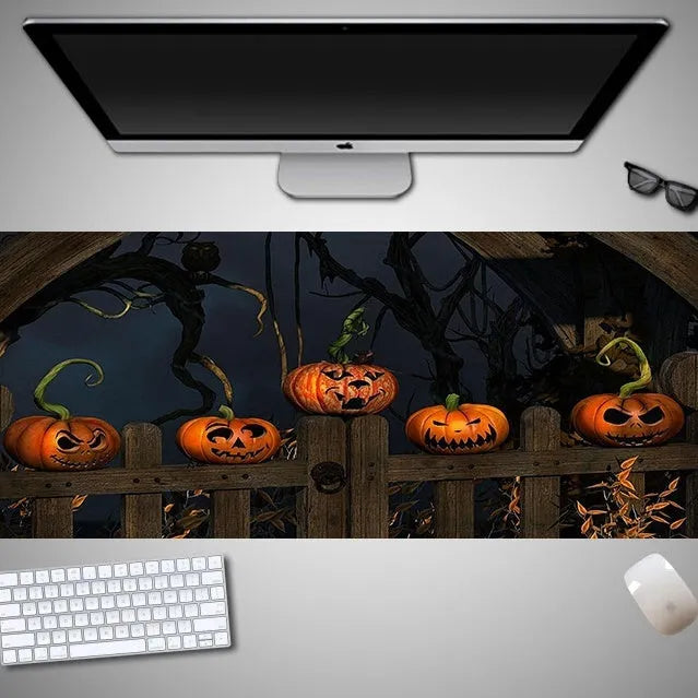 Halloween oversized computer mouse pad with non-slip rubber cloth backing in large dimensions