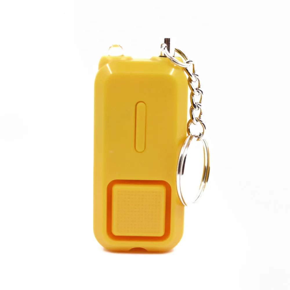 ZQ-202 personal safety alarm in multiple colours showing compact 65x30x12mm dimensions