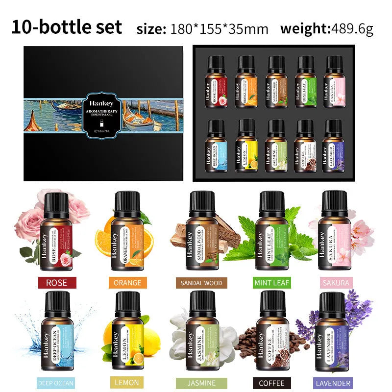 Boxed set of water-soluble aromatherapy essential oils for air freshening