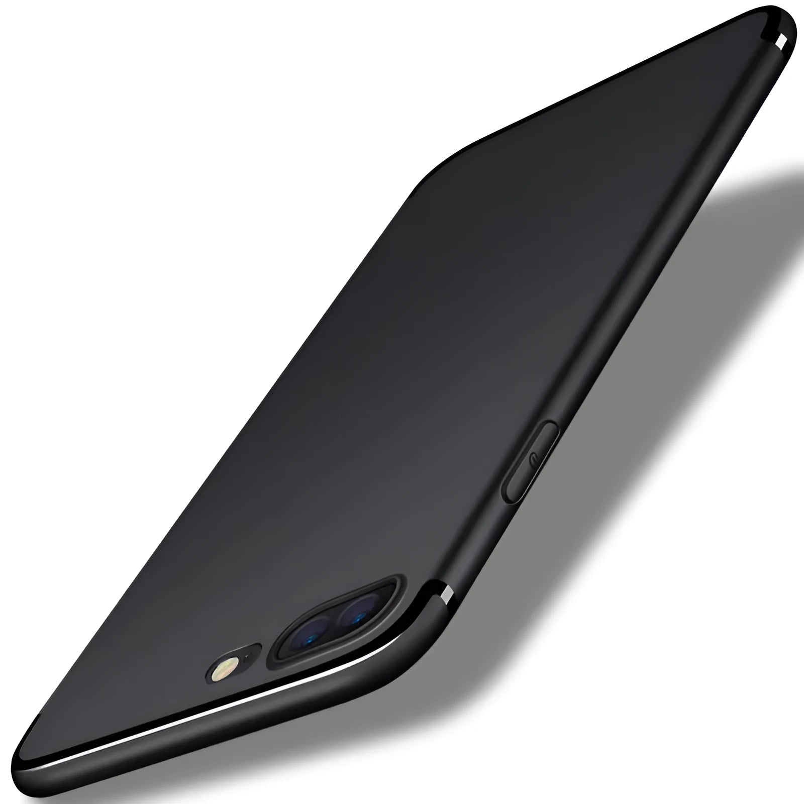 Black TPU silicone mobile phone shell for Apple iPhone models on a white background.